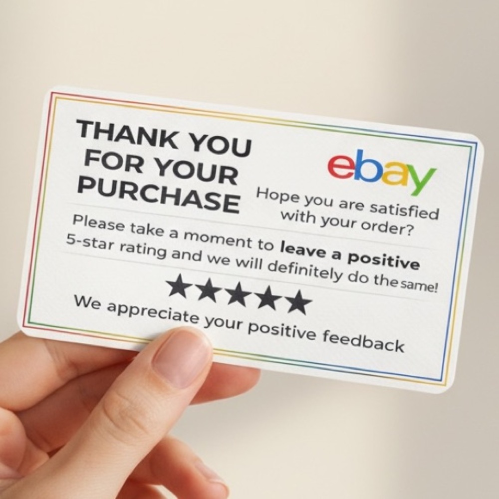 50 eBay Thank You Cards | Feedback Reminder Inserts for Online Sellers 3.5x2 "